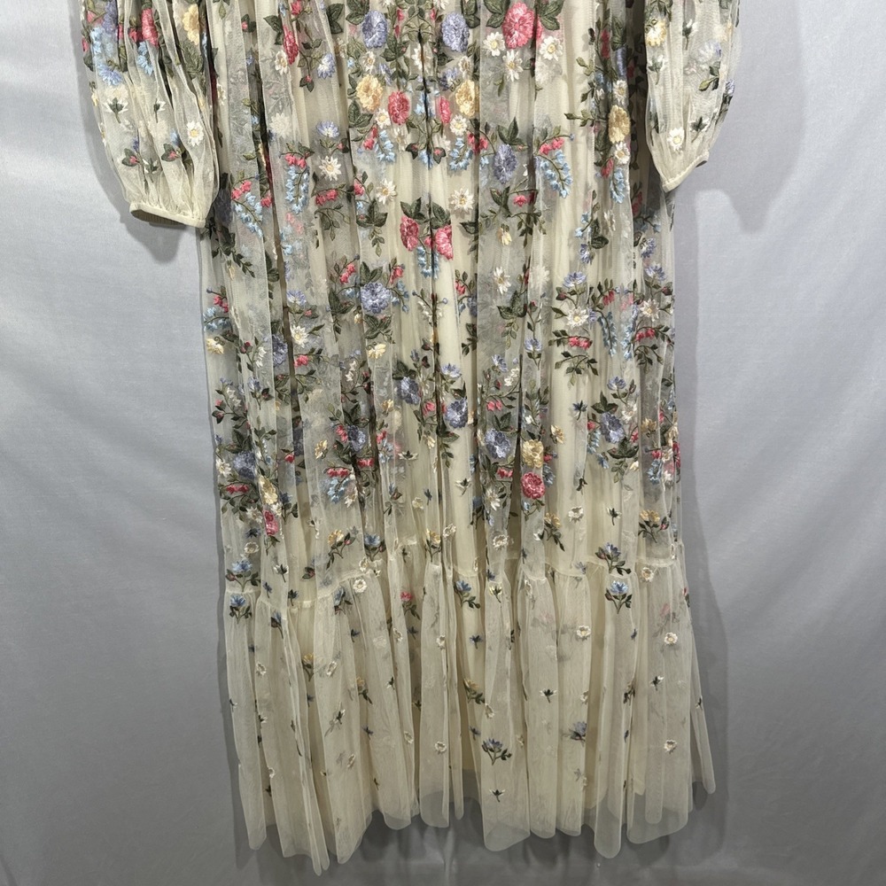 NWT Mac Duggal [ 24 ] 35161 Floral Embroidered Blouson Sleeve‎ Gown Ivory #S1967 - Picture 14 of 16